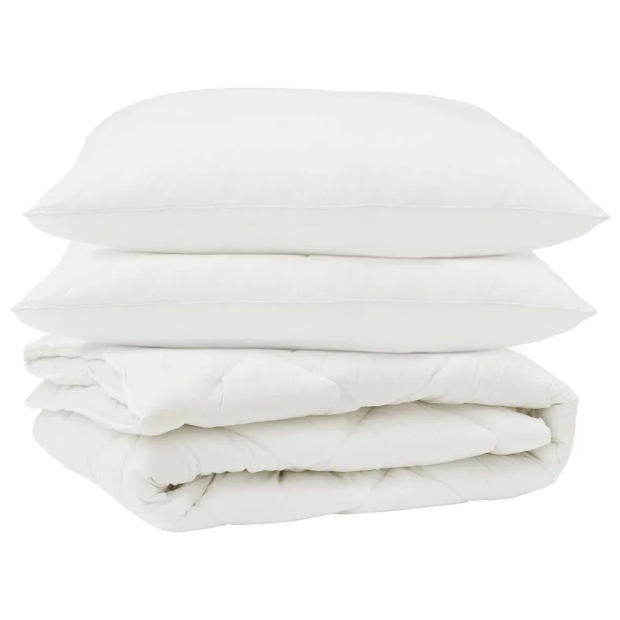 Couette avec oreiller 3 pcs Blanc Microfibre - 2