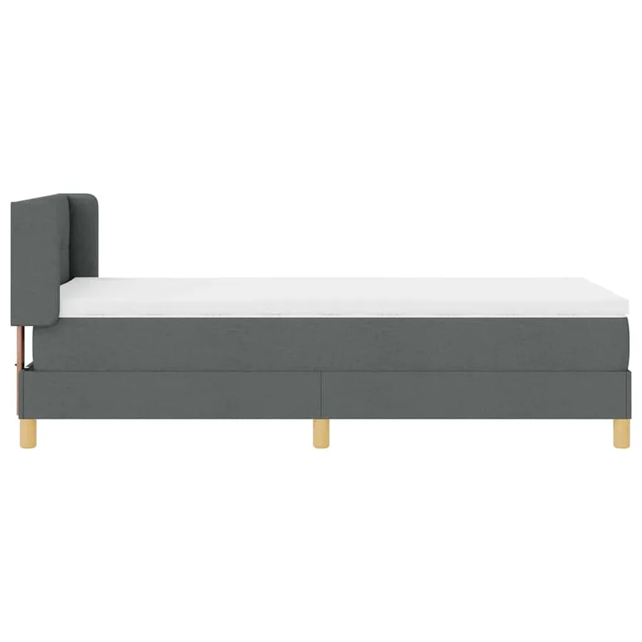 Lit à ressorts avec tête de lit Gris foncé 190 x 90 cm tissu - 7