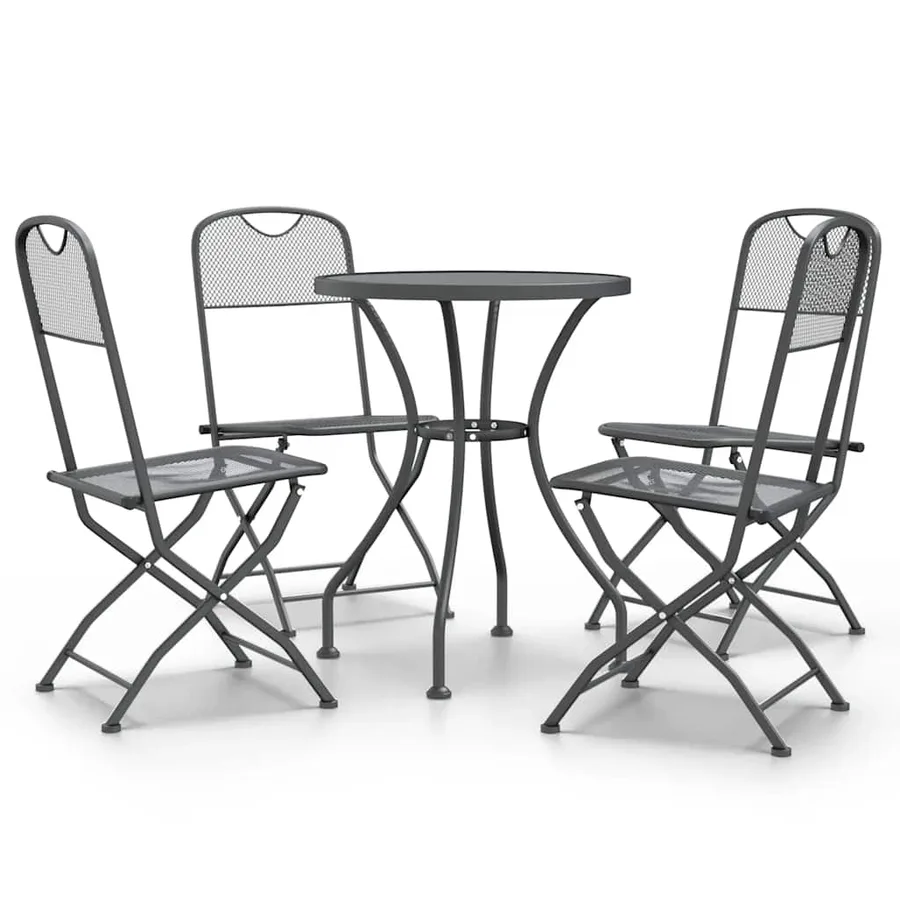 Ensemble à manger de jardin 5 pcs Maille Métal Anthracite - 2