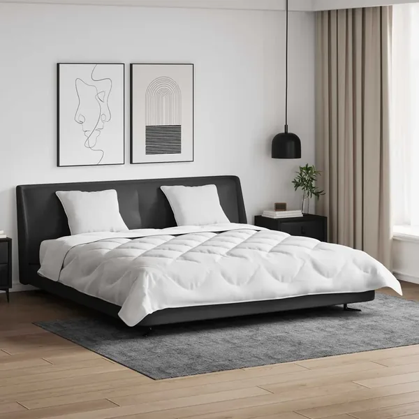 Ensemble de Duvet 3 pcs Blanc Microfibre et Plumes D'oie