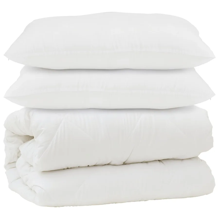 Couette avec oreiller 3 pcs Blanc Microfibre - 2