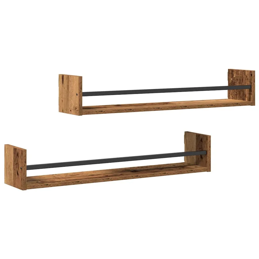 Étagère Murale Montage mural 2 pcs Bois ancien 80 x 16 x 14 cm - 2