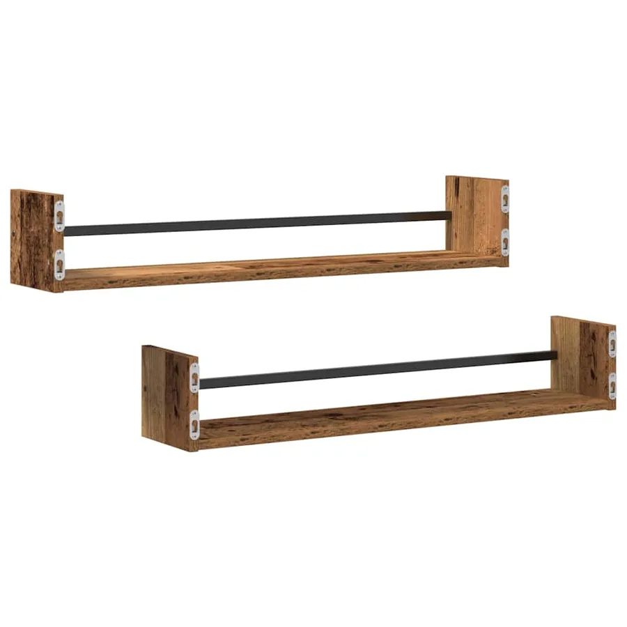 Étagère Murale Montage mural 2 pcs Bois ancien 80 x 16 x 14 cm - 5