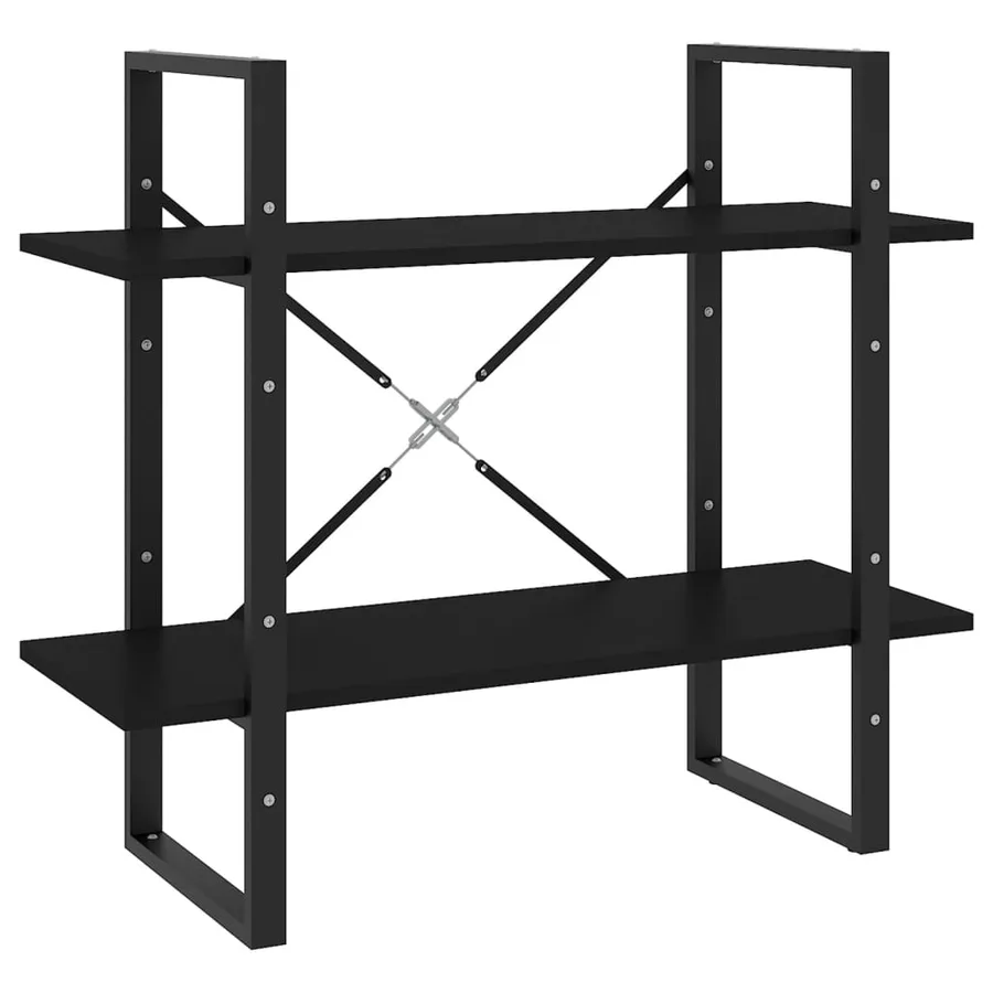 Bibliothèque à 2 niveaux Noir 80x30x70 cm bois d'ingénierie - 2