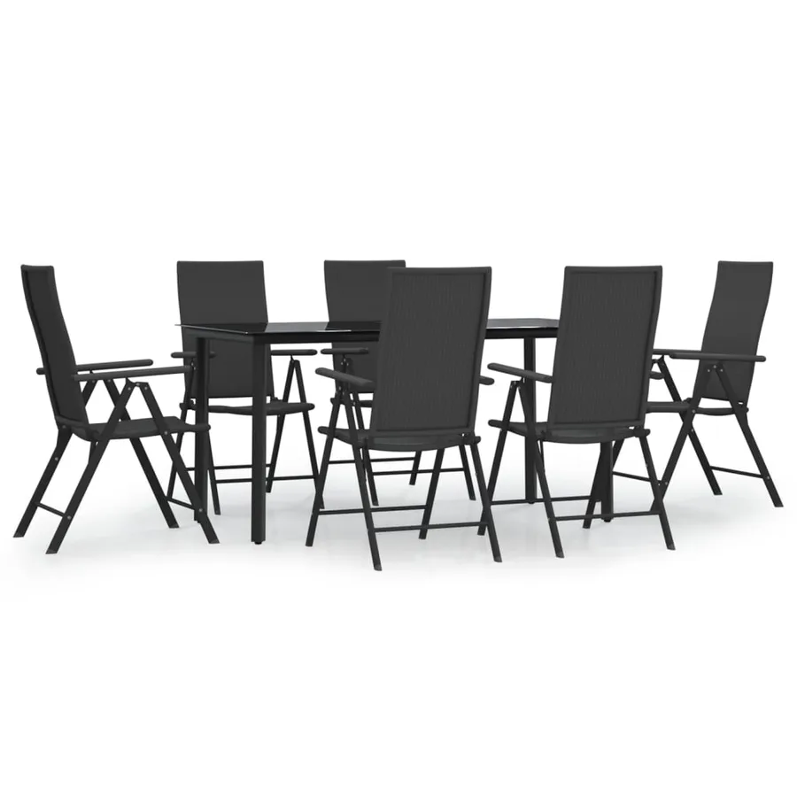 Ensemble à manger de jardin 7 pcs Noir Résine tressée - 2