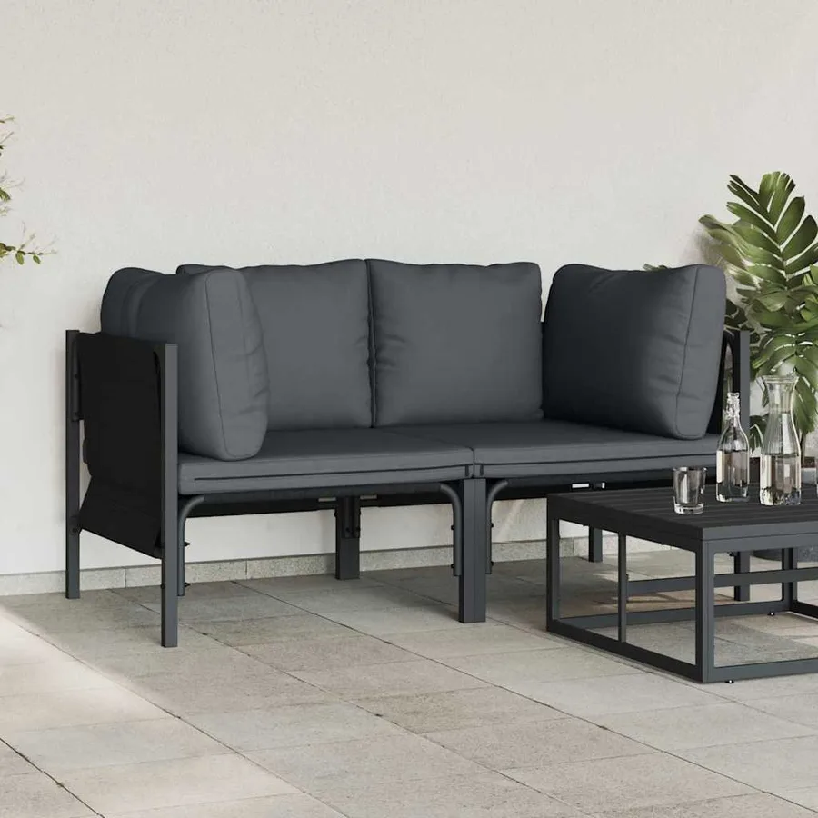 Mobilier de jardin 2 Pièce Anthracite 80 x 80 x 71 cm Acier - 3