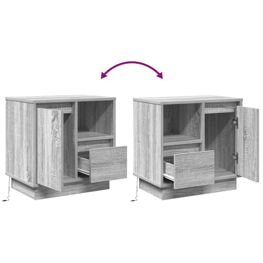 Cabinet de chevet avec tiroir 2 pcs Gris 50 x 34,5 x 50 cm. - 7