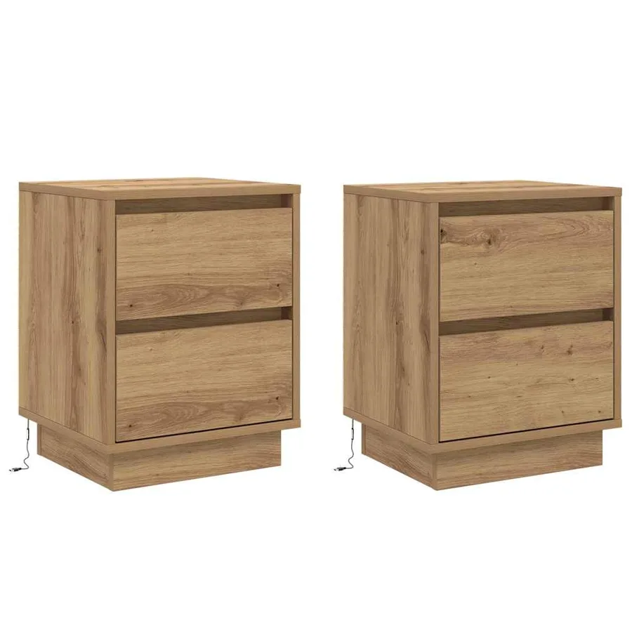 Cabinet de chevet 2 pc Chêne artisanal 39 x 34,5 x 50 cm - 2