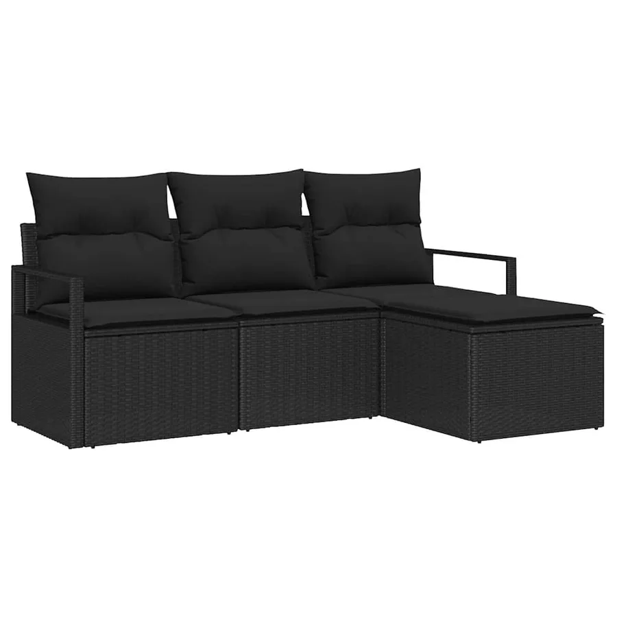 Ensemble de Canapés 4 pcs Noir polyrotin - 2