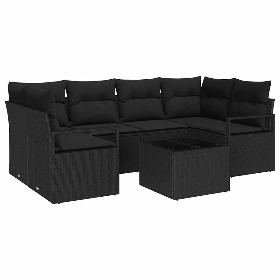 Ensemble de Canapés 7 pcs Noir polyrotin - 2