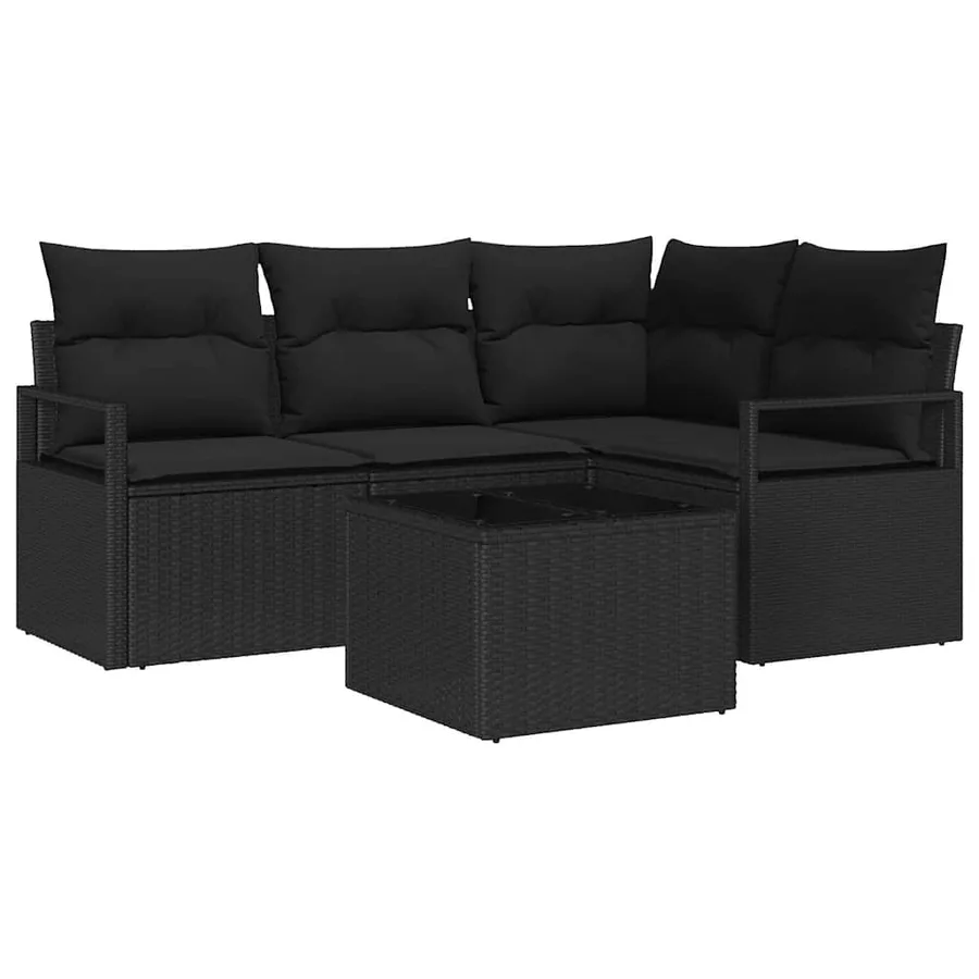 Ensemble de Canapés 5 pcs Noir polyrotin - 2