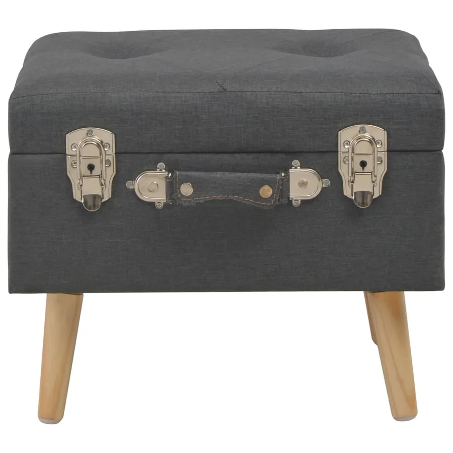Tabouret de rangement 40 cm Gris foncé Tissu - 2