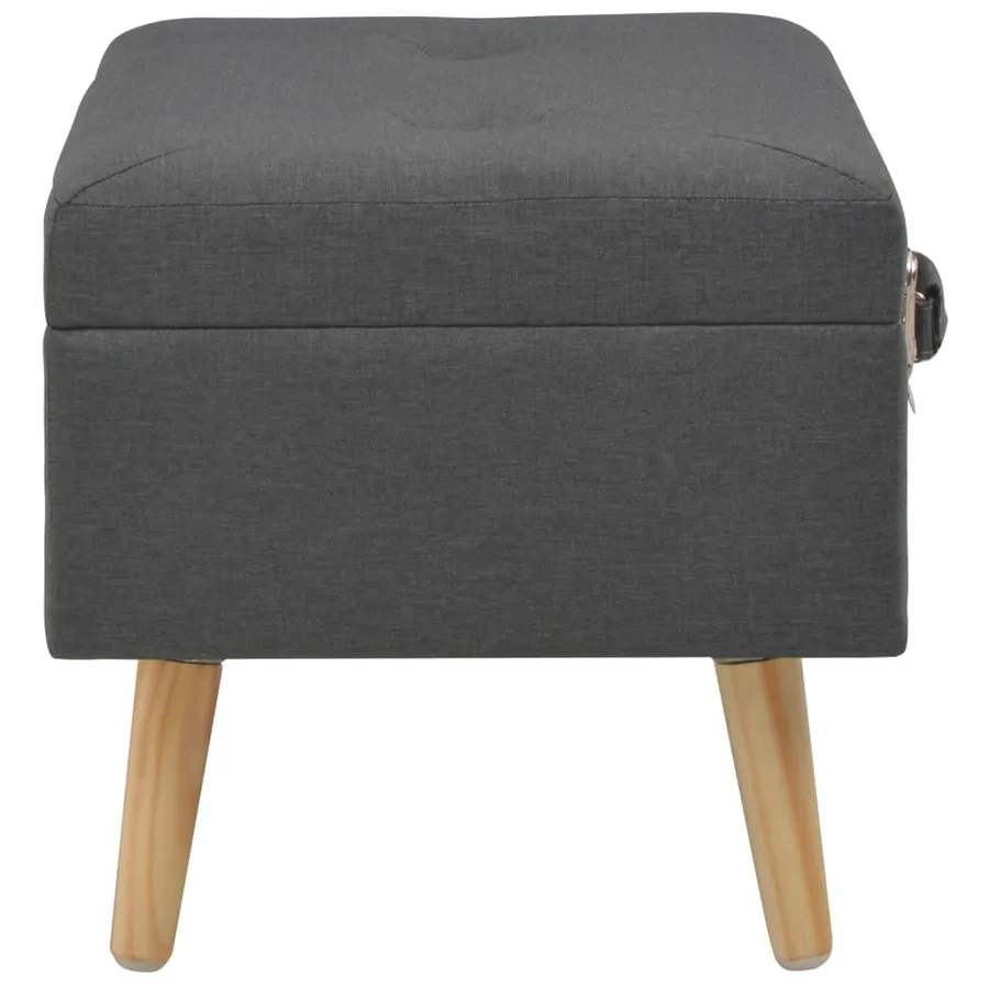 Tabouret de rangement 40 cm Gris foncé Tissu - 3