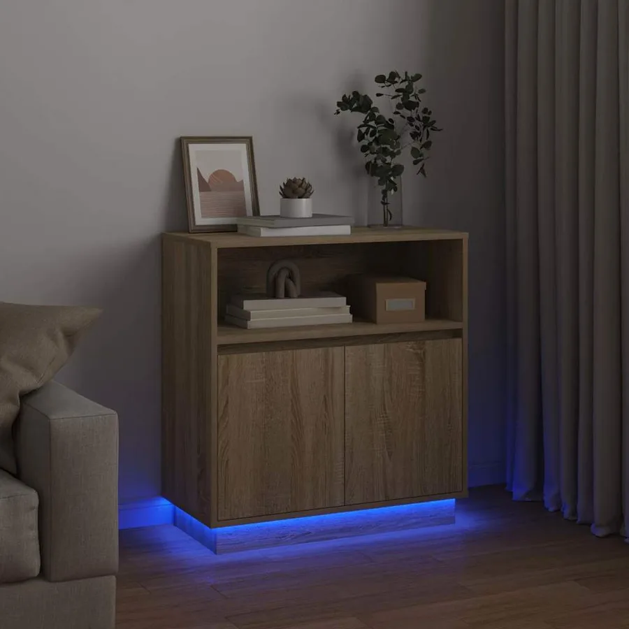 Buffet LED Chêne Sonoma 71 x 34,5 x 75 cm Bois d'ingénierie - 6