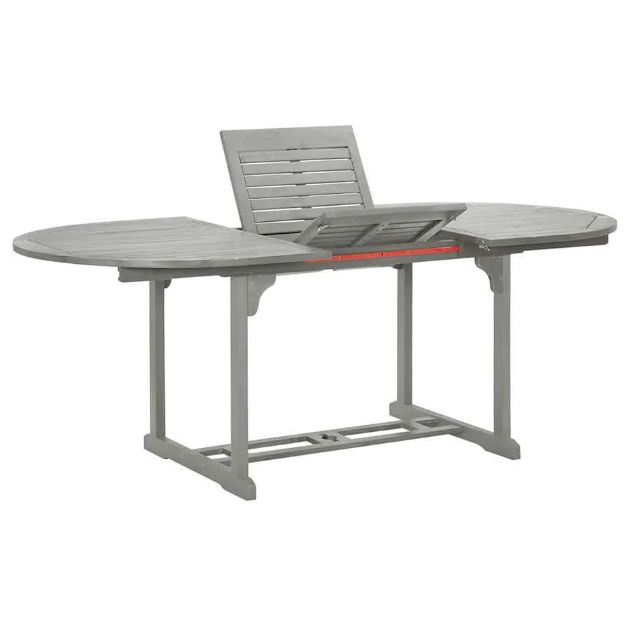 Ensemble de salle à manger de jardin 5 pièces (150-200) x 100 cm en bois d'acacia massif gris - 10