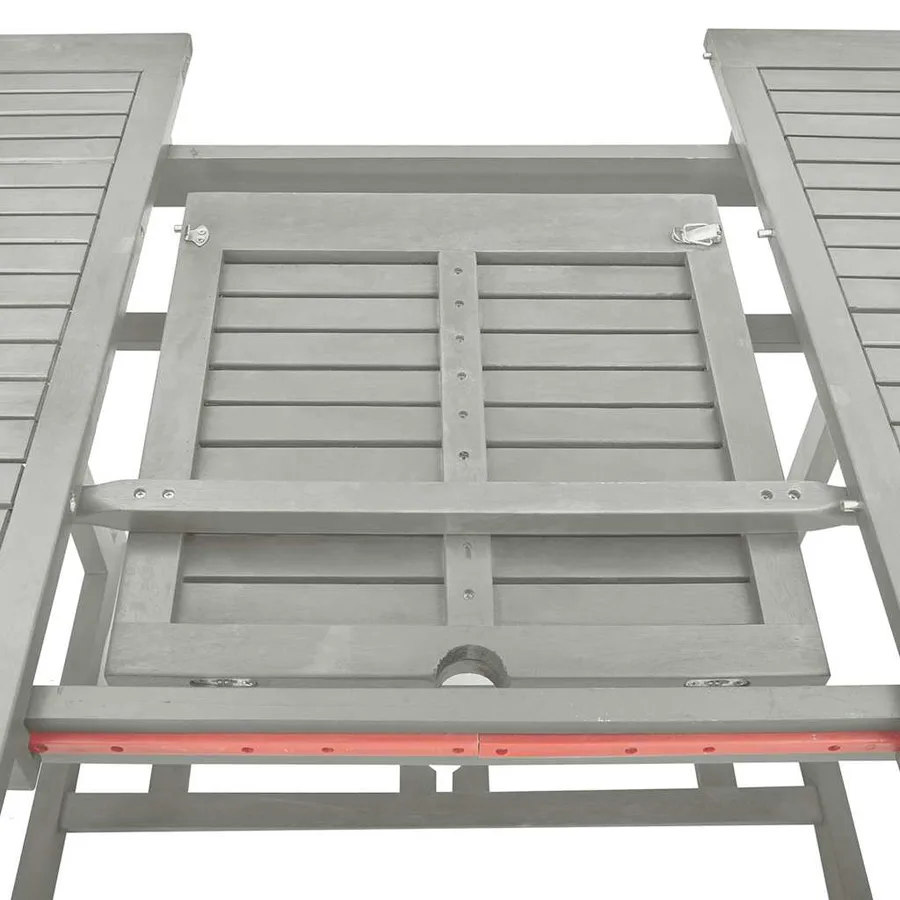 Ensemble de salle à manger de jardin 5 pièces (150-200) x 100 cm en bois d'acacia massif gris - 11
