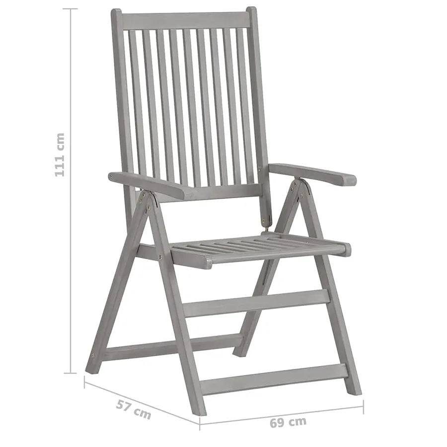 Ensemble de salle à manger de jardin 5 pièces (150-200) x 100 cm en bois d'acacia massif gris - 13