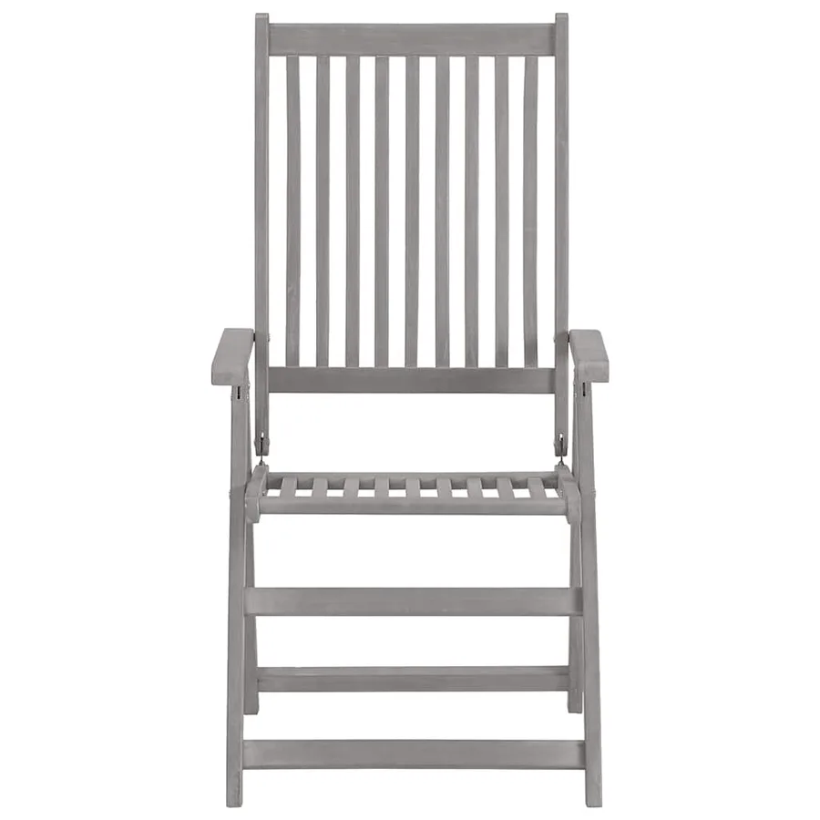 Ensemble de salle à manger de jardin 5 pièces (150-200) x 100 cm en bois d'acacia massif gris - 4