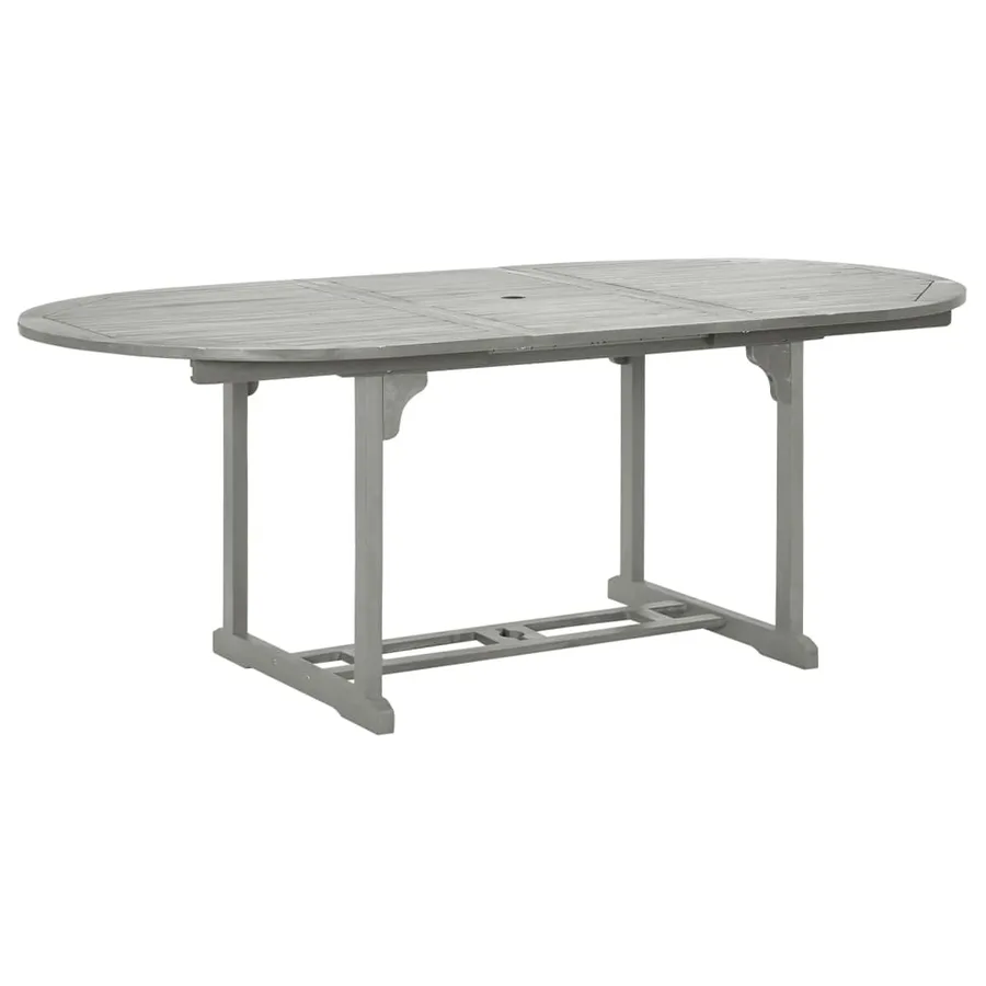Ensemble de salle à manger de jardin 5 pièces (150-200) x 100 cm en bois d'acacia massif gris - 7
