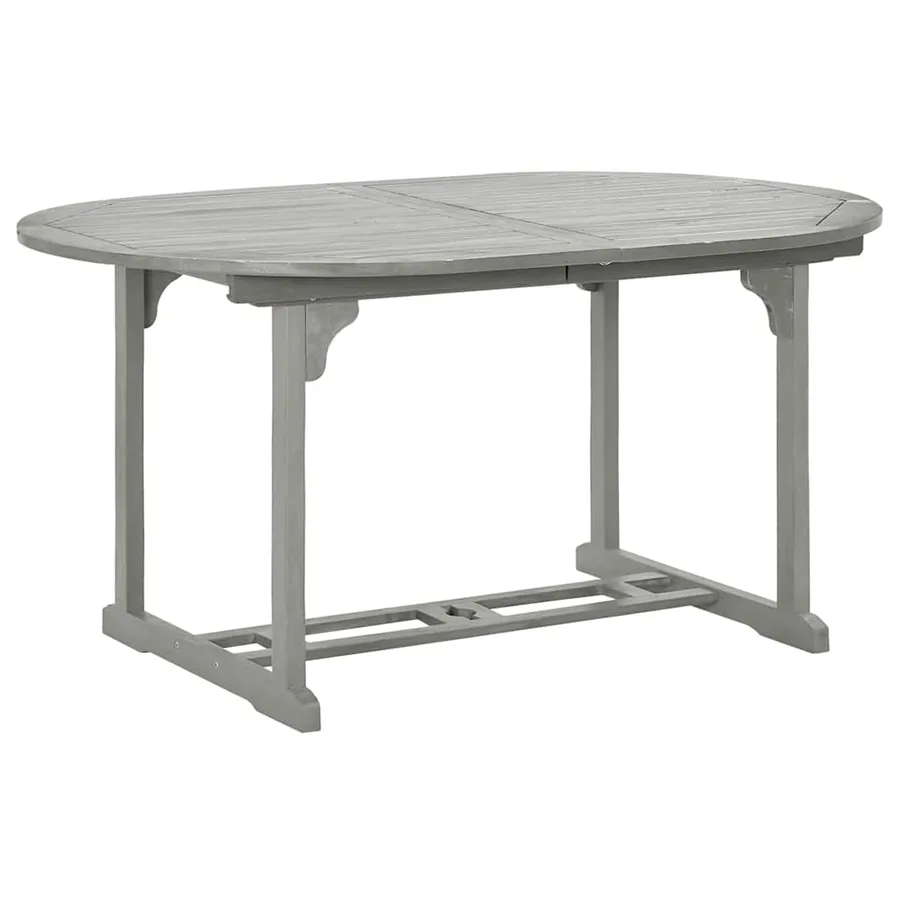 Ensemble de salle à manger de jardin 5 pièces (150-200) x 100 cm en bois d'acacia massif gris - 8