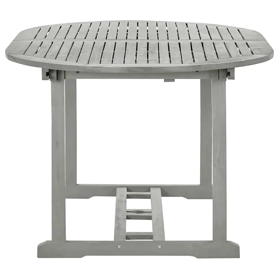 Ensemble de salle à manger de jardin 5 pièces (150-200) x 100 cm en bois d'acacia massif gris - 9