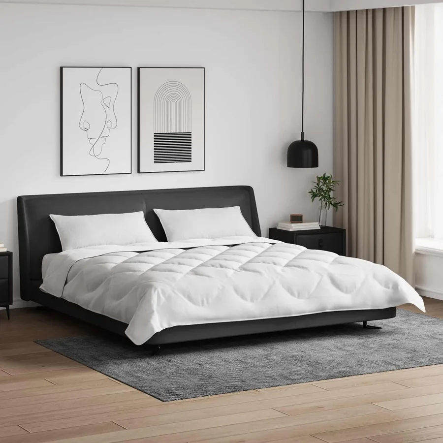 Couette avec Oreillers avec oreiller 3 pcs Blanc Microfibre