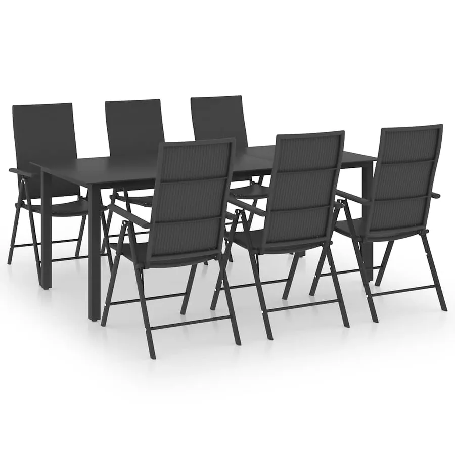 Ensemble à manger de jardin 7 pcs noir - 2
