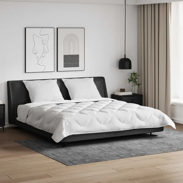Couette avec Oreillers avec oreiller 3 pcs Blanc Microfibre
