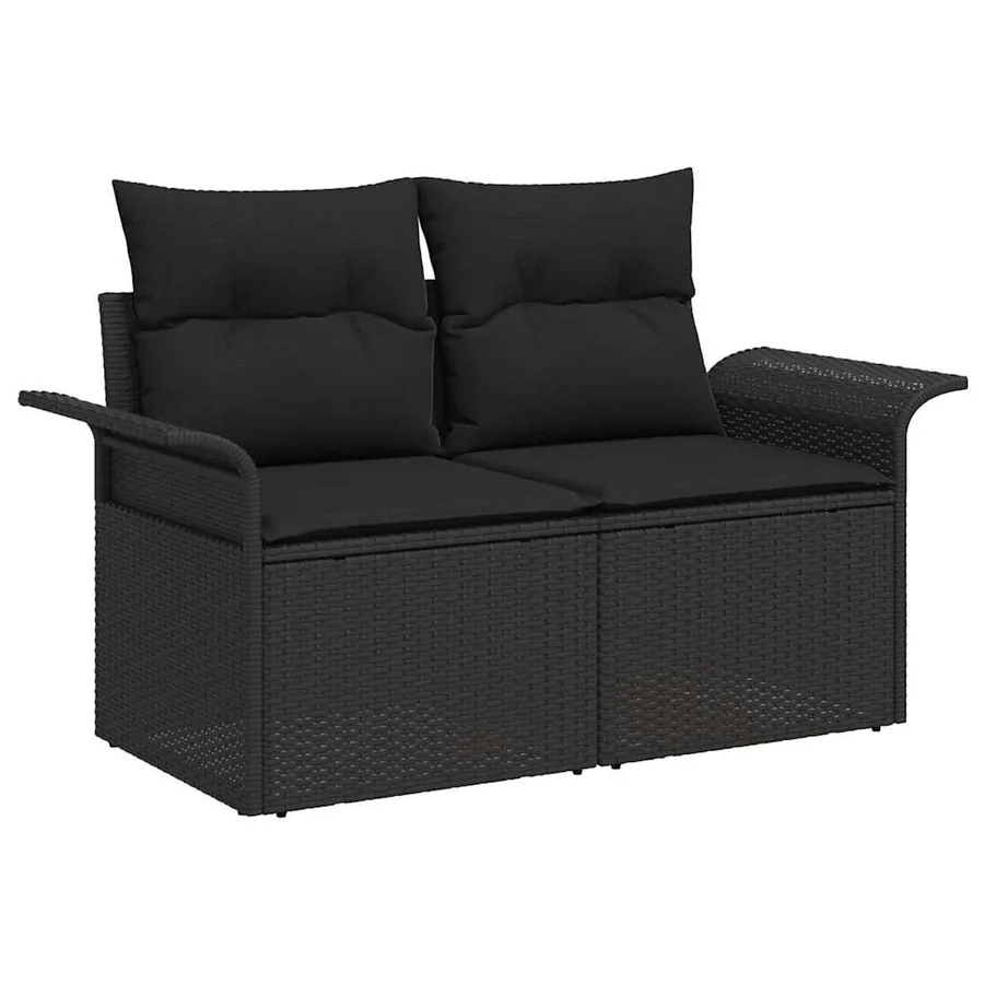 Ensemble de canapé de jardin avec coussin 5 pcs Noir polyrotin - 5