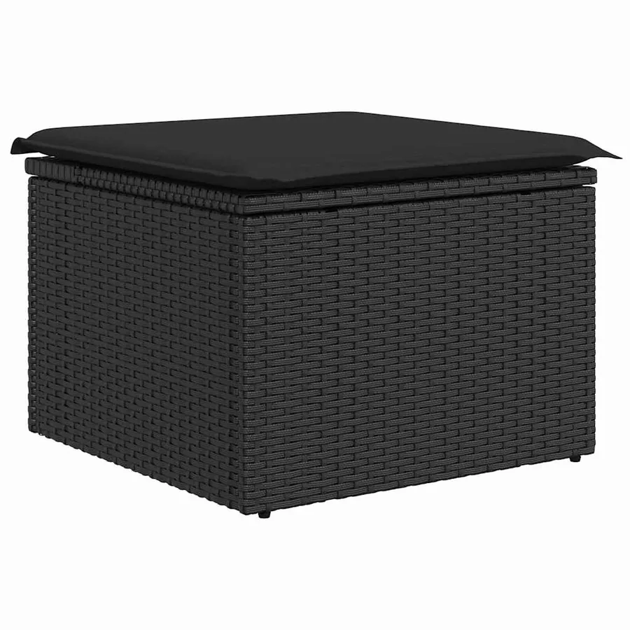 Ensemble de canapé de jardin avec coussin 5 pcs Noir polyrotin - 6