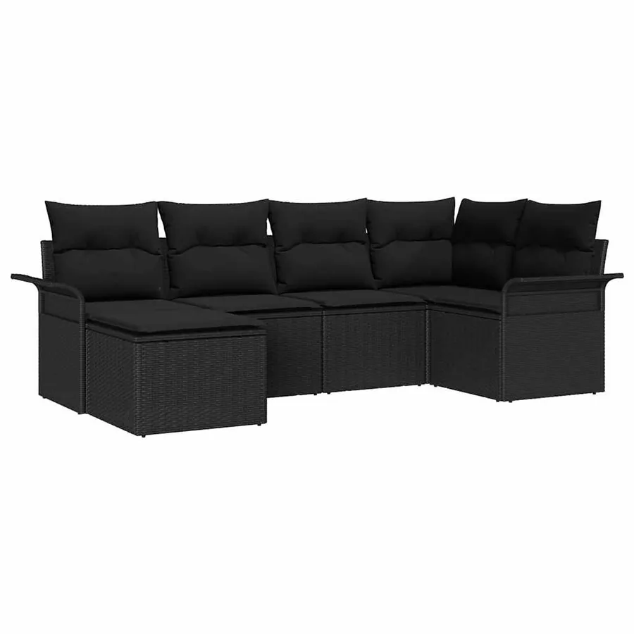 Ensemble de canapé de jardin avec stockage 6 pcs Noir polyrotin - 2