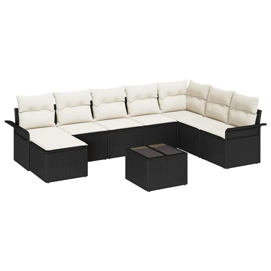 Ensemble de canapé de jardin 9 pcs Marron Poly rotin - 2