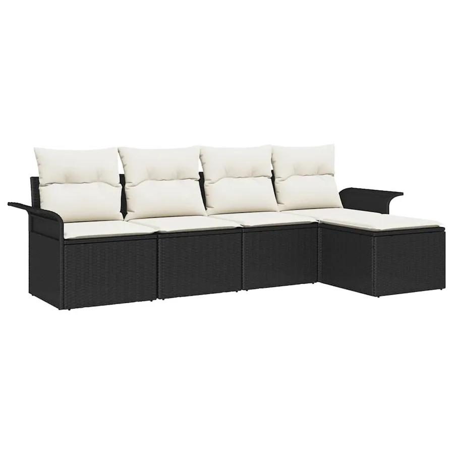 Ensemble de canapé de jardin avec coussin 5 pcs Noir polyrotin - 2