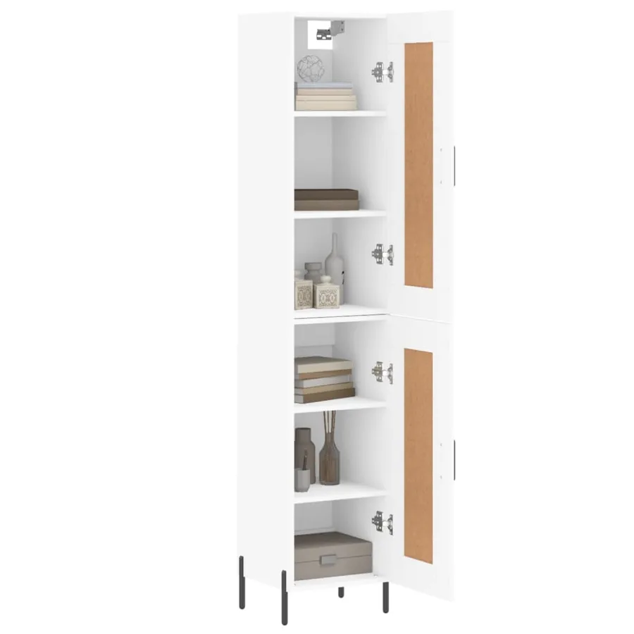 Buffet haut Blanc 34,5x34x180 cm Bois d'ingénierie - 3