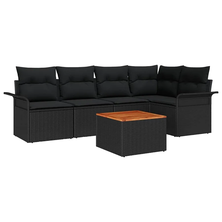 Ensemble de canapé de jardin avec stockage 6 pcs Noir polyrotin - 2
