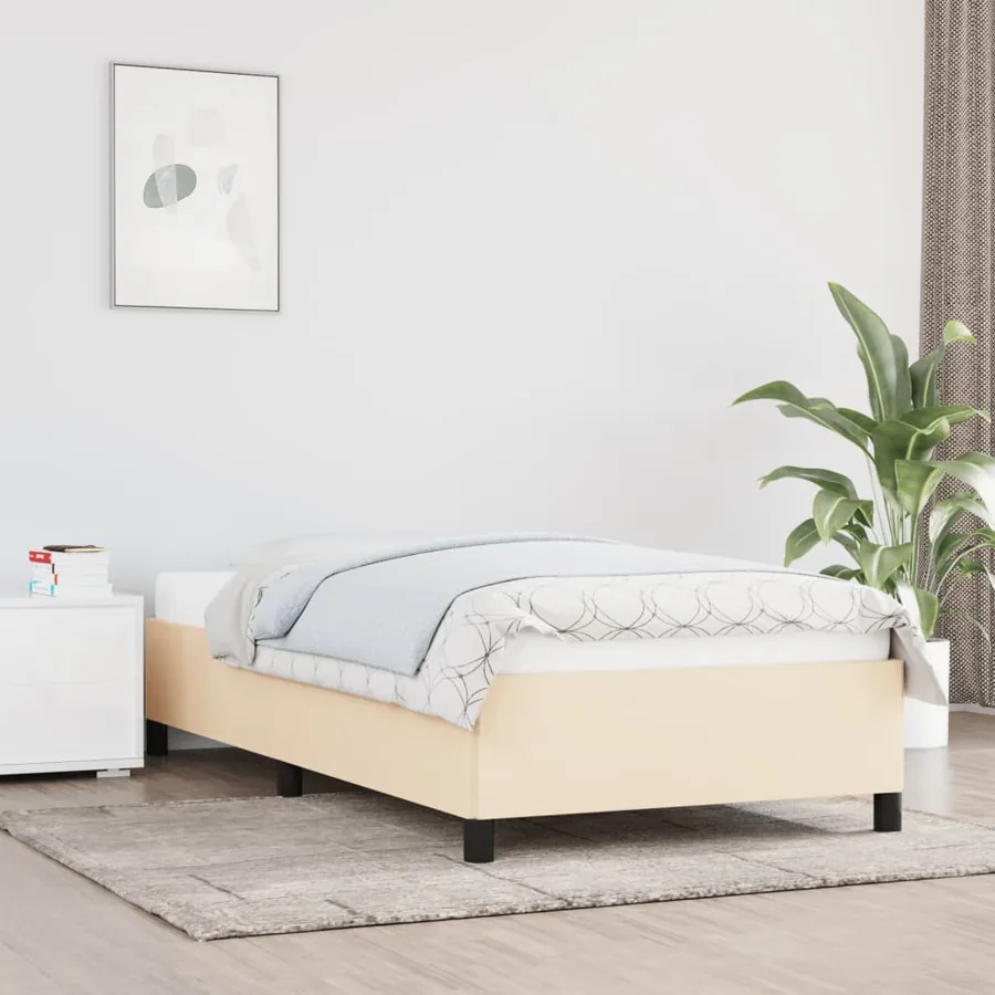 Cadre de lit sans matelas crème 80x200 cm tissu