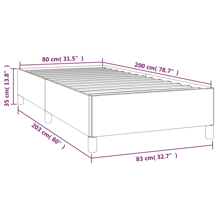 Cadre de lit sans matelas crème 80x200 cm tissu - 9