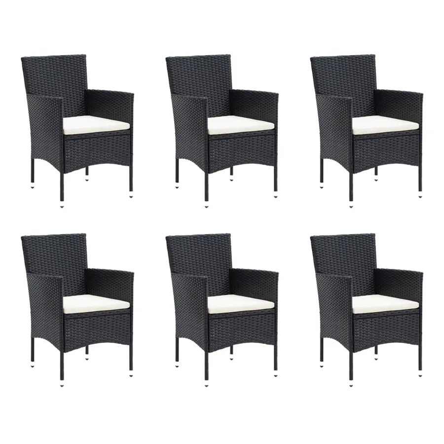 Ensemble à manger de jardin coussins 7pcs Résine tressée Noir - 3
