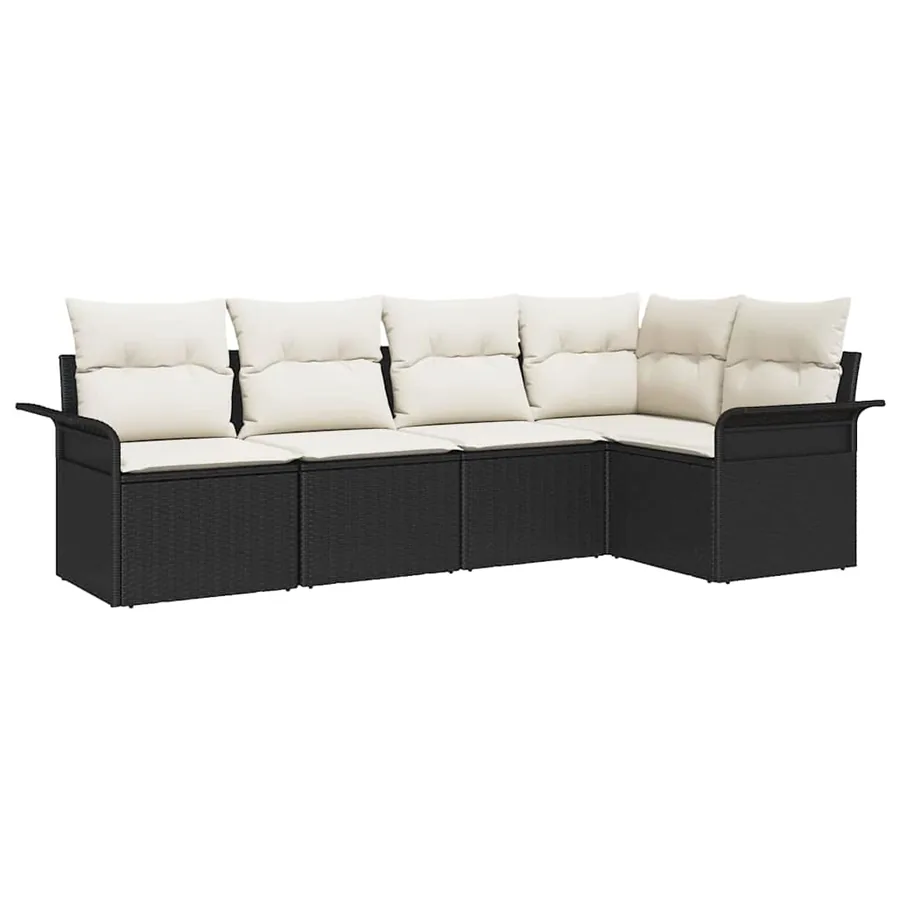 Ensemble de canapé de jardin avec stockage 5 pcs Noir polyrotin - 2