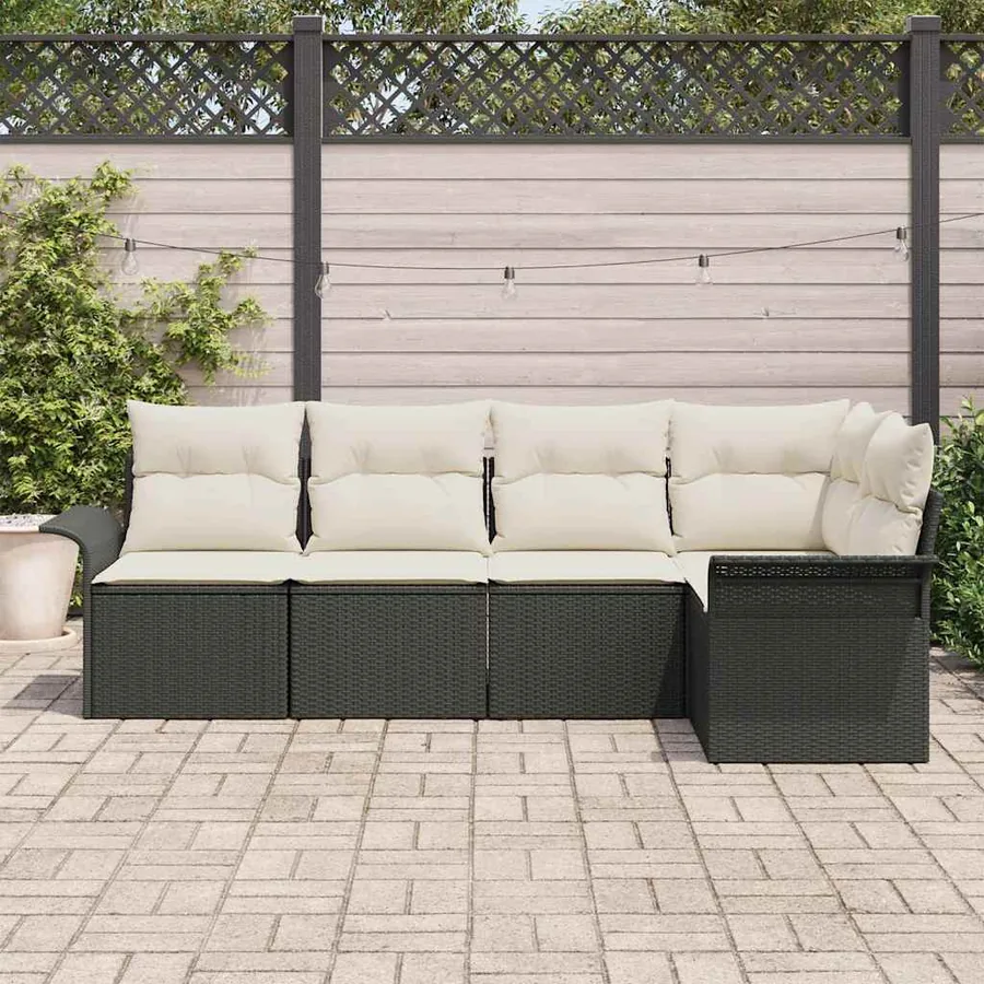 Ensemble de canapé de jardin avec stockage 5 pcs Noir polyrotin - 3