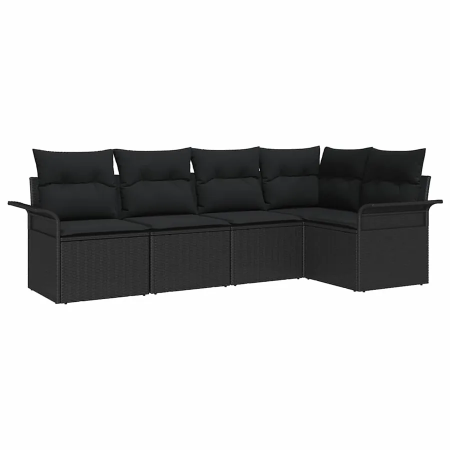 Ensemble de canapé de jardin avec stockage 5 pcs Noir polyrotin - 2
