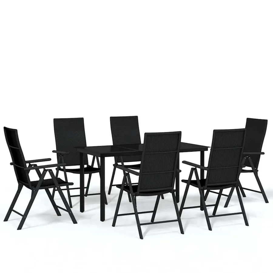 Ensemble à manger de jardin 7 pcs Noir - 2
