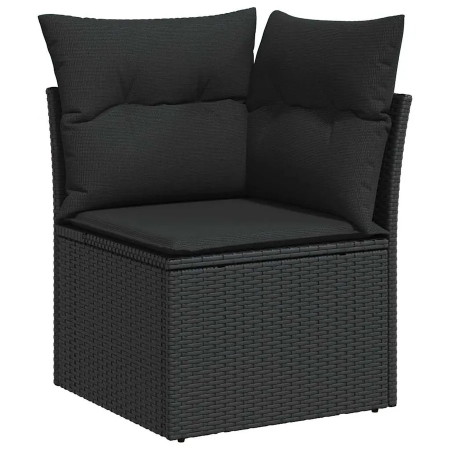 Ensemble de canapé de jardin 10 pcs Noir Poly rotin - 6