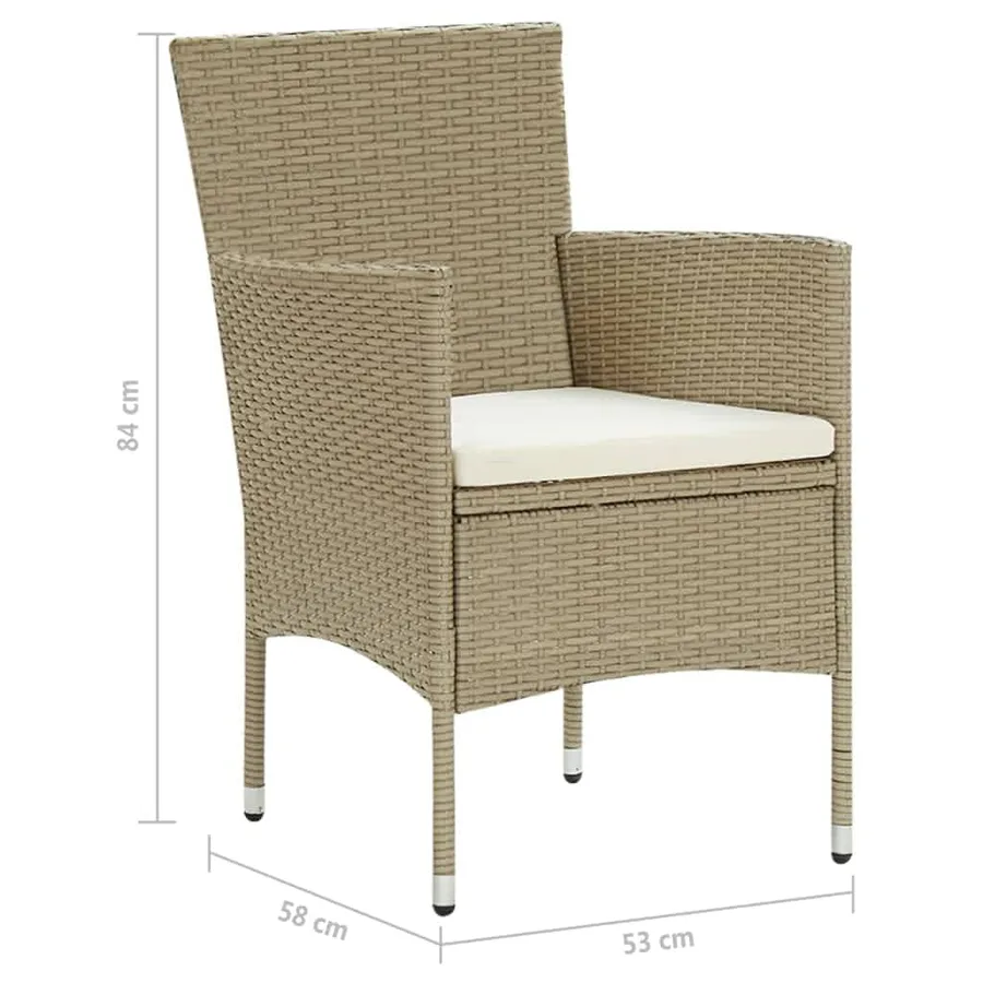 Ensemble à manger de jardin et coussins 7 pcs Poly rotin Beige - 13
