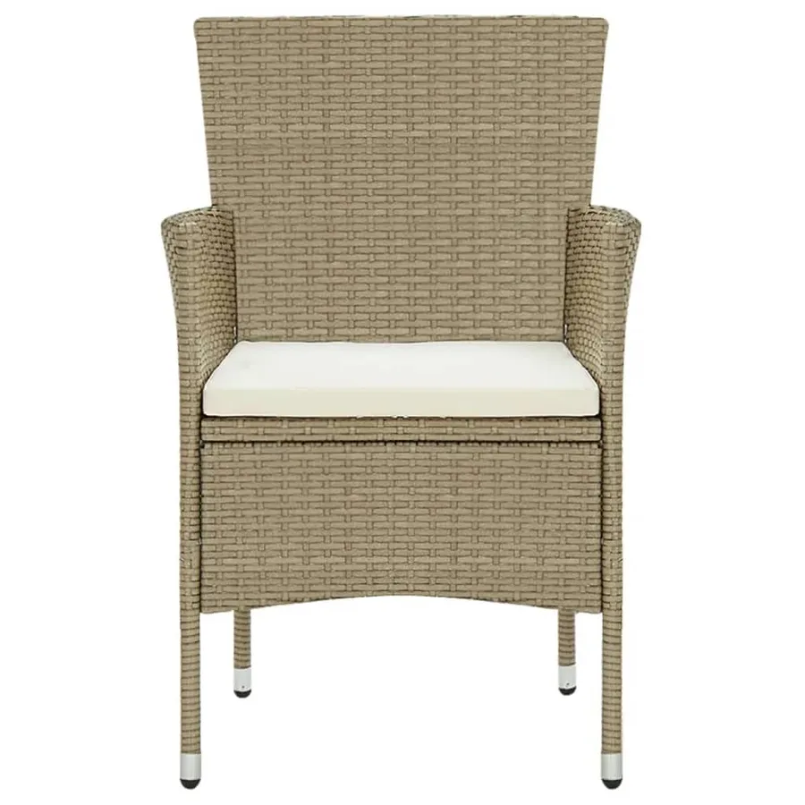 Ensemble à manger de jardin et coussins 7 pcs Poly rotin Beige - 5