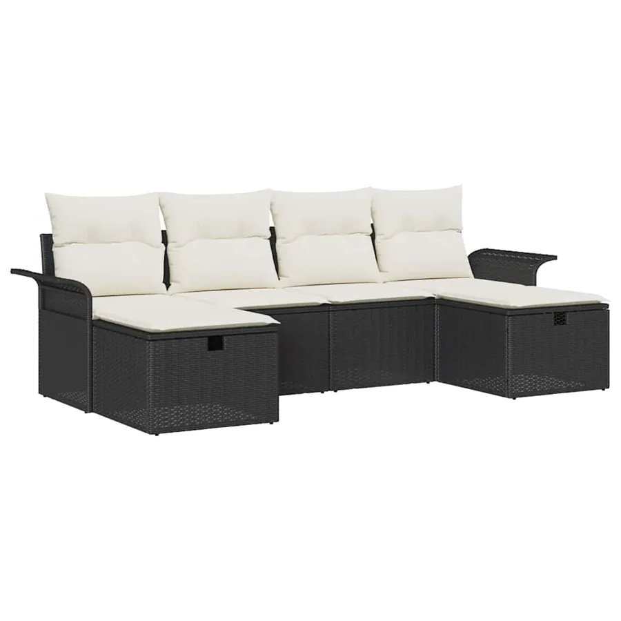 Ensemble de canapé de jardin avec coussin 6 pcs Poly rotin - 2