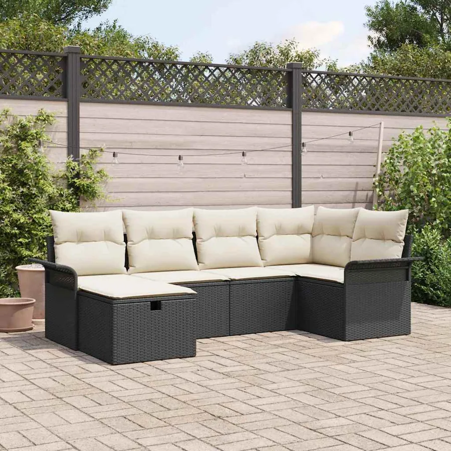 Ensemble de canapé de jardin avec coussin 6 pcs Poly rotin