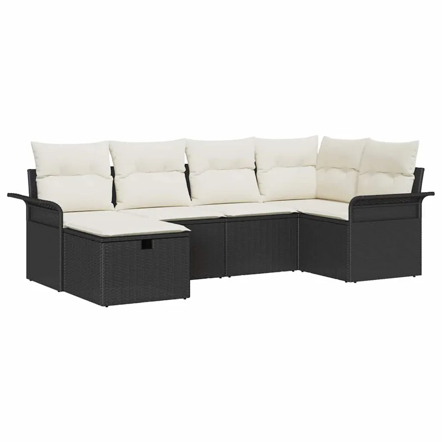 Ensemble de canapé de jardin avec coussin 6 pcs Poly rotin - 2