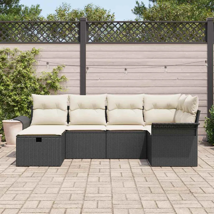 Ensemble de canapé de jardin avec coussin 6 pcs Poly rotin - 3