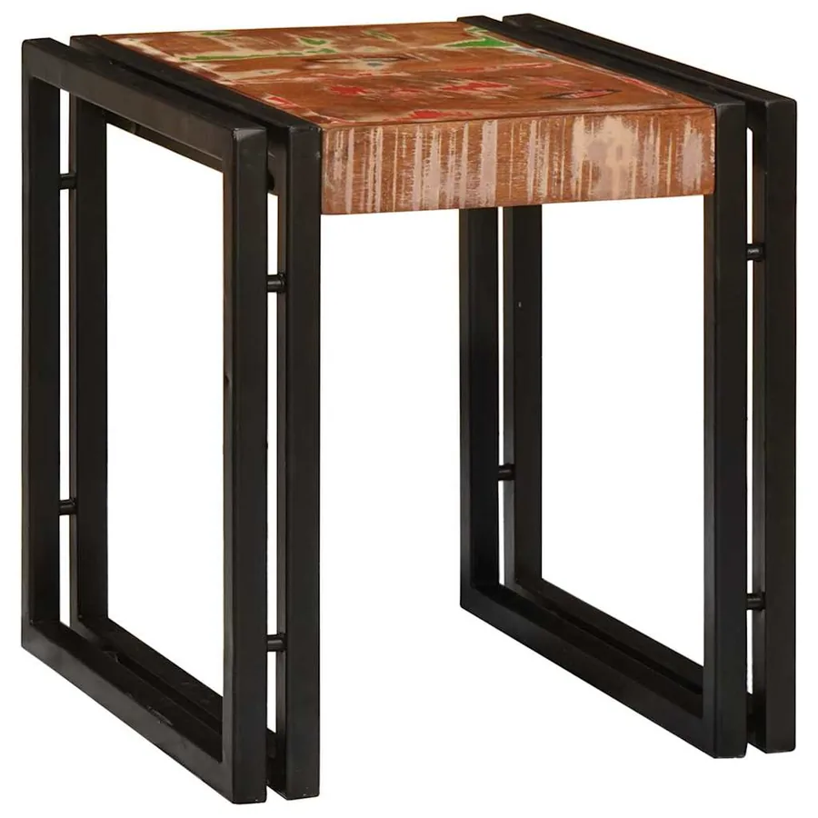 Table Gigogne 3 pcs Bois massif récupéré et métal - 4